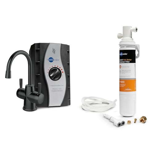 InSinkErator HOT250 Instant Hot Water Dispenser System, Single-Handle Faucet in Satin Nickel with 2/3-Gallon Stainless Steel Tank, H250SN-SS