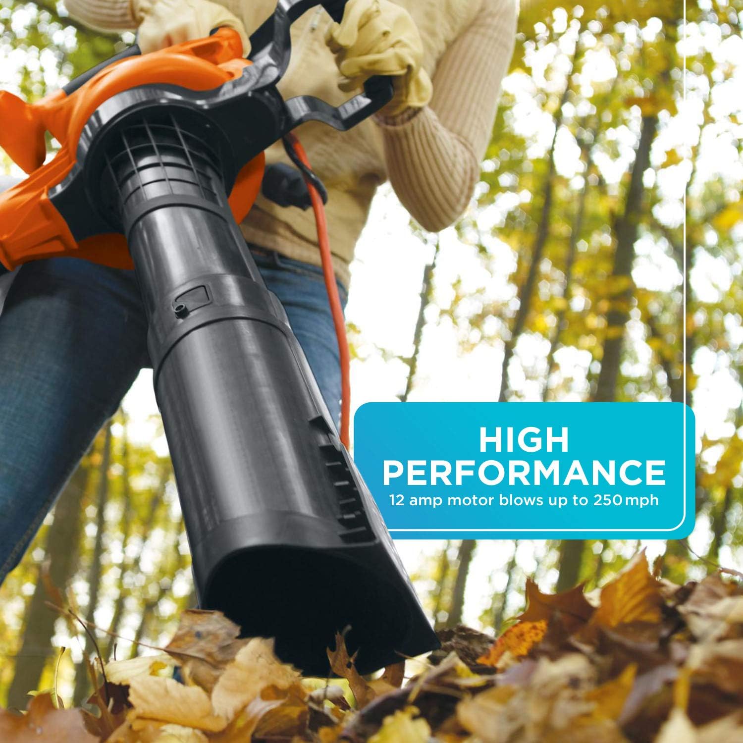 BLACK+DECKER Leaf Blower & Leaf Vacuum, 3-in-1, 12-Amp, 250-MPH, 400-CFM (BV6000) Pack of 2