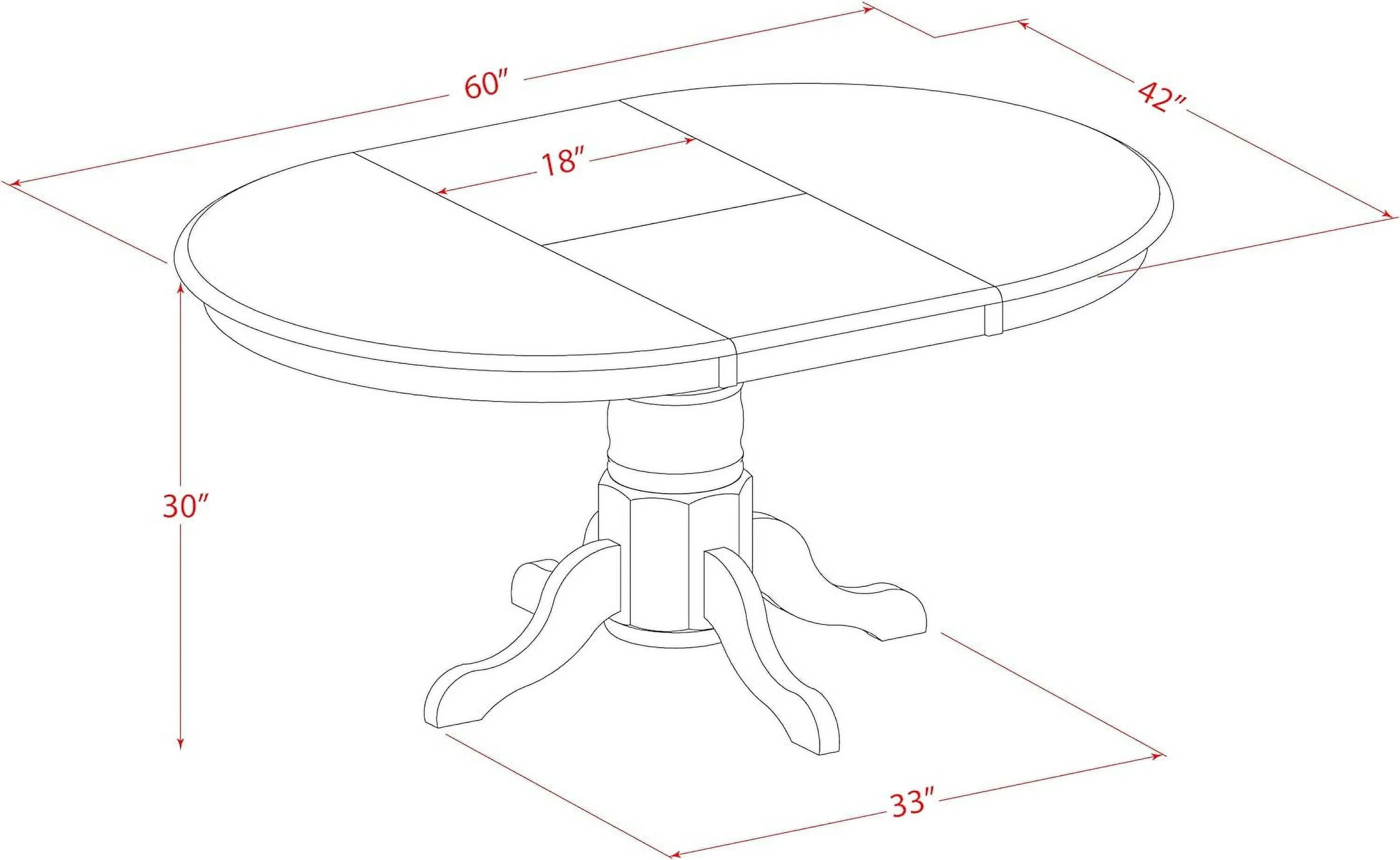 Dining Table - An Oval Wooden Table Top With Butterfly Leaf & Pedestal Base, 42X60 Inch, Buttermilk & Cherry