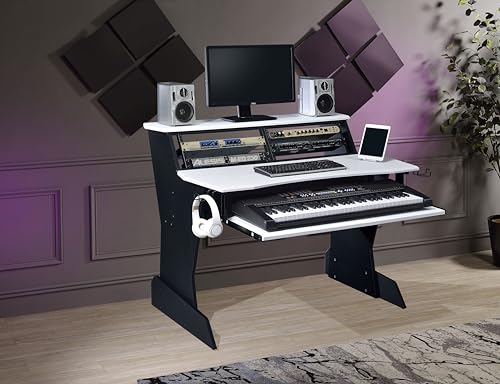 BE200 Series Music Studio Desk Workstation with 2 x 4U rack (Black)