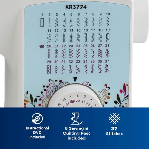 Brother Sewing and Quilting Machine, XR3774, 37 Built-in Stitches, Wide Table, 8 Included Sewing Feet
