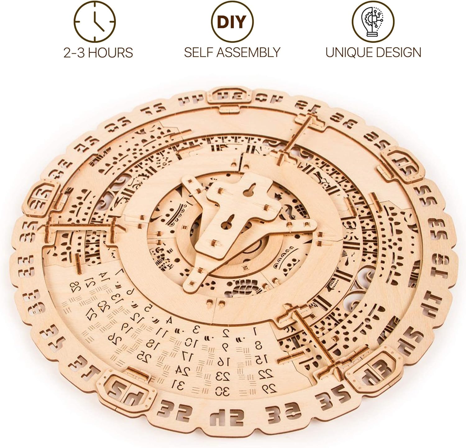 Wood Trick Mayan Wall Calendar 3D Wooden Puzzles for Adults and Kids to Build - 16 - Wooden Model Kit - Aztec Calendar