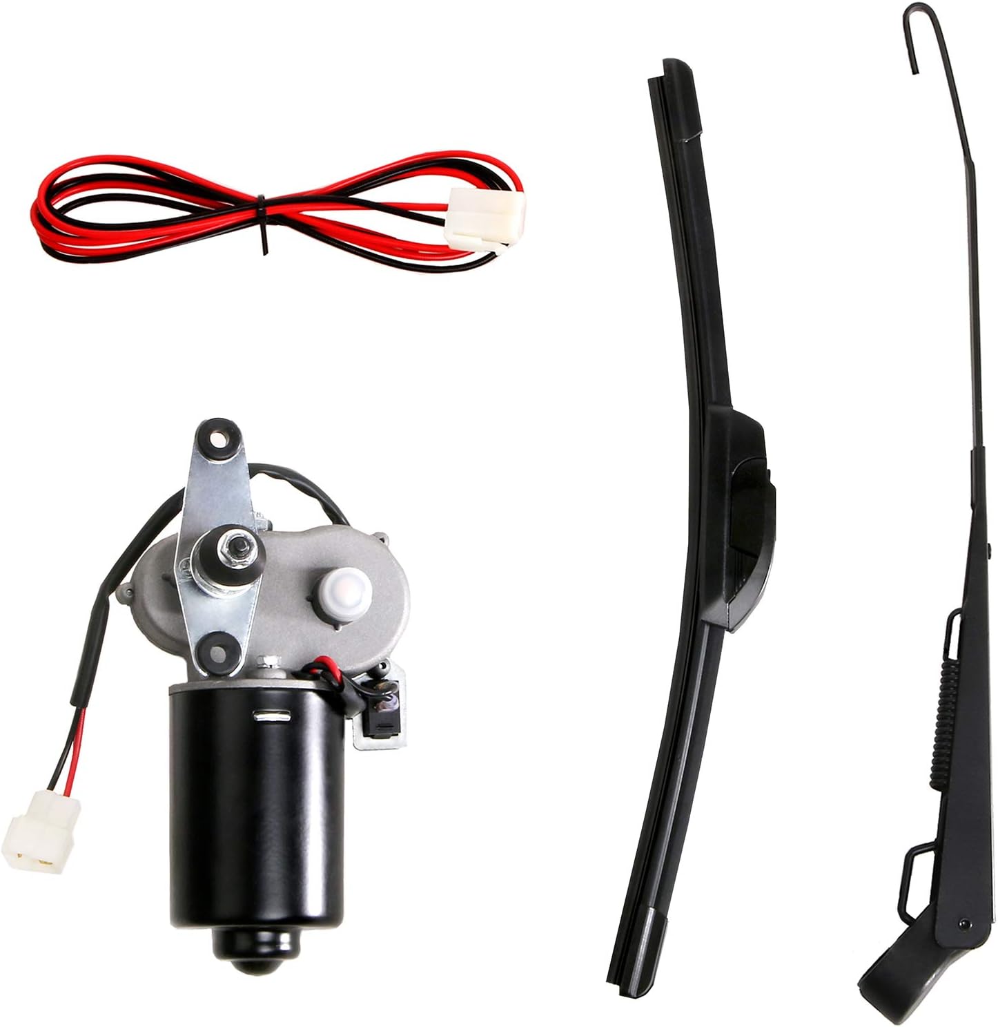 YiCross Electric UTV Windshield Wiper Motor 12V Hard Coated Polycarbonate Universal Windshield Wiper Kit w/Multi Wiper, 90 Degree Wipe Sweep