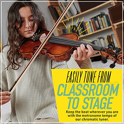 Mendini By Cecilio Violin - MV500+92D - Size 4/4 (Full Size), Black Solid Wood - Flamed, 1-Piece Violins w/Case, Tuner, Shoulder Rest, Bow, Rosin, Bridge & Strings - Adult, Kids
