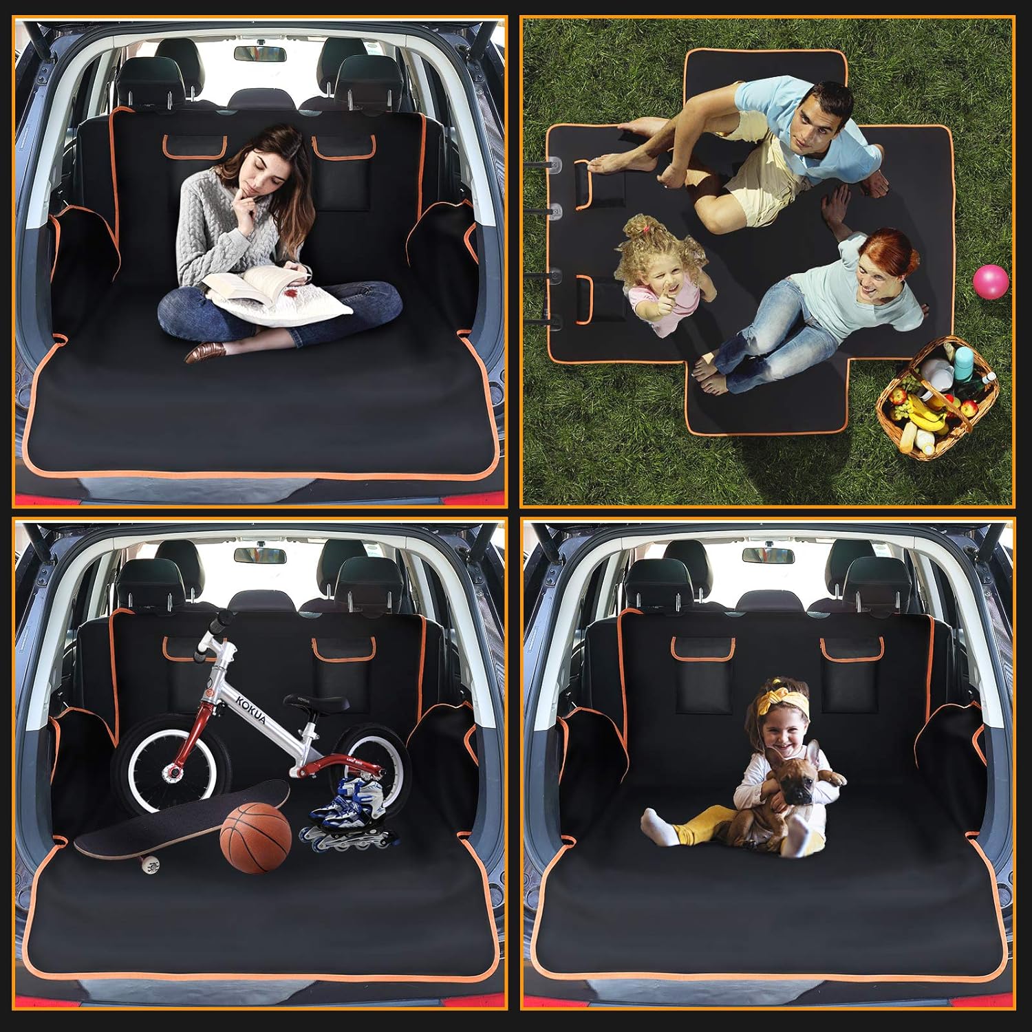 Pet Cargo Cover Liner for Car and SUV,Van & Jeep Washable, Waterproof Nonslip Trunk Free Pet Barrier Universal Pet Seat Cover (Yellow)