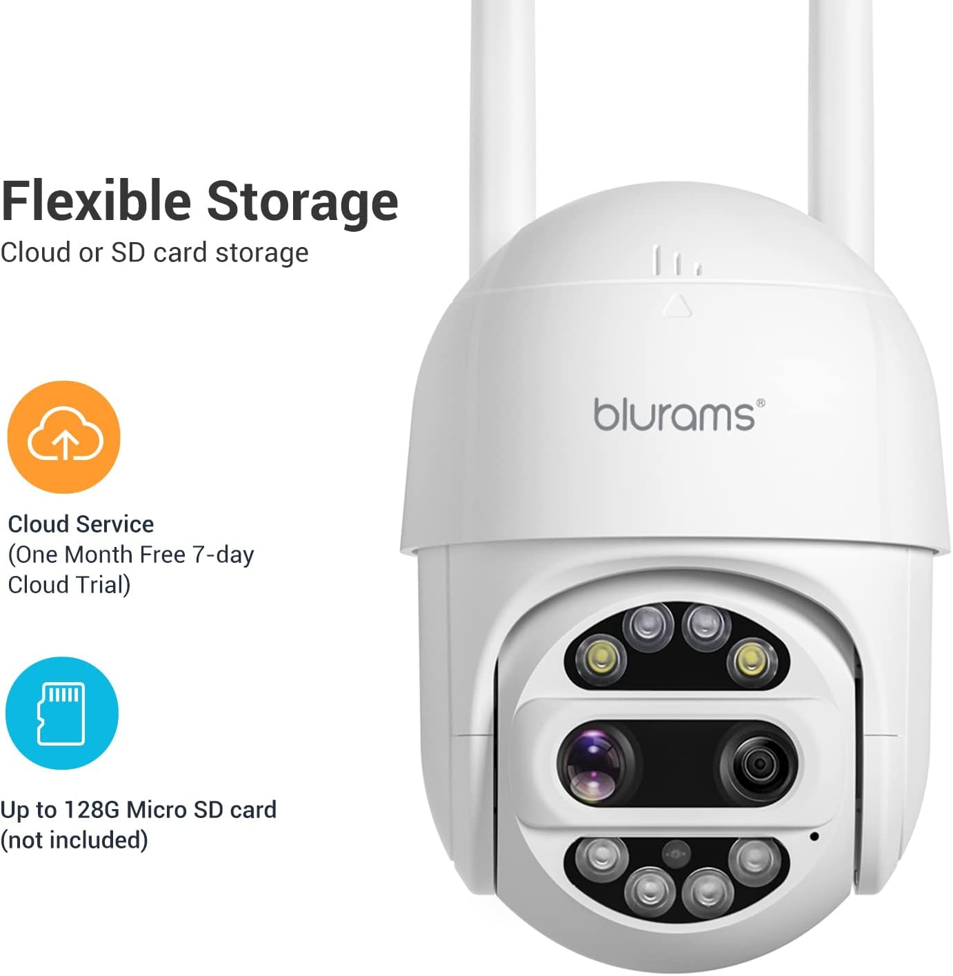 Security Camera Outdoor 3MP, blurams Dual-Lens Outdoor Camera, 360 Degree Pan/Tilt/Zoom Security Camera System w/ Motion Tracking, Two-Way Talk, IP66 Weatherproof, Siren Alarm, Color Night Vision