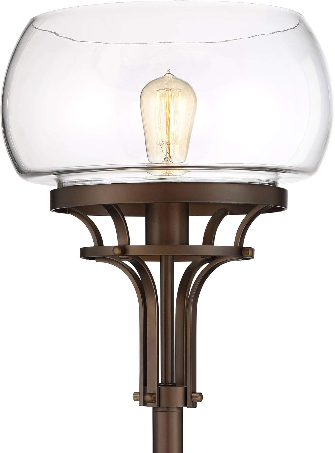 Franklin Iron Works Luz Modern Industrial Edison Bulb Floor Lamp Torchiere 72.5" Tall Oil Rubbed Bronze Clear Glass Standing Bright Lighting for Living Room Reading House Bedroom Home Office