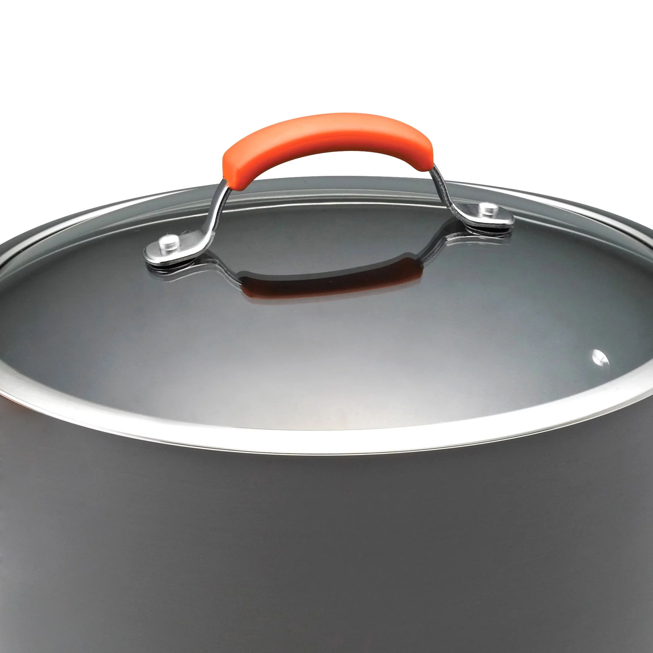 Rachael Ray Hard Anodized 14 Piece Nonstick Pots and Pans Set, Gray with Orange Handles