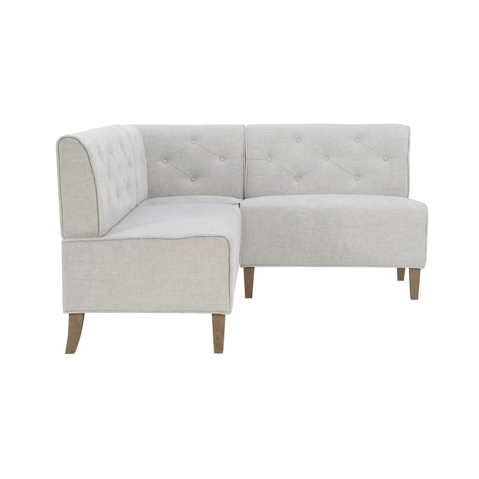 Pemberly Row Wood Upholstered Corner Nook Bench in Light Grey