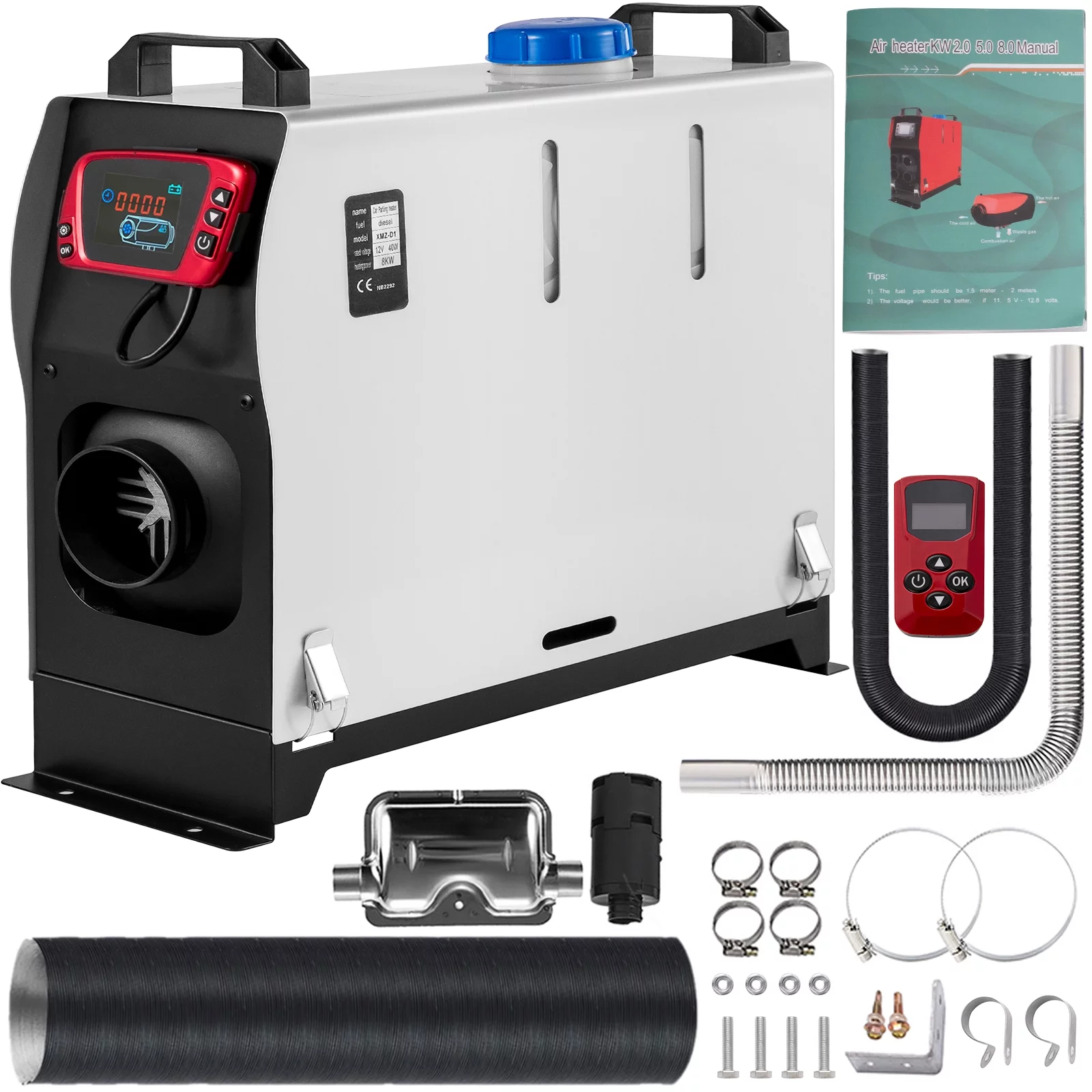 VEVOR Diesel Air Heater All in One, One Air Outlet, Diesel Heater 12V 5KW, Fast Heating, Diesel Parking Heater