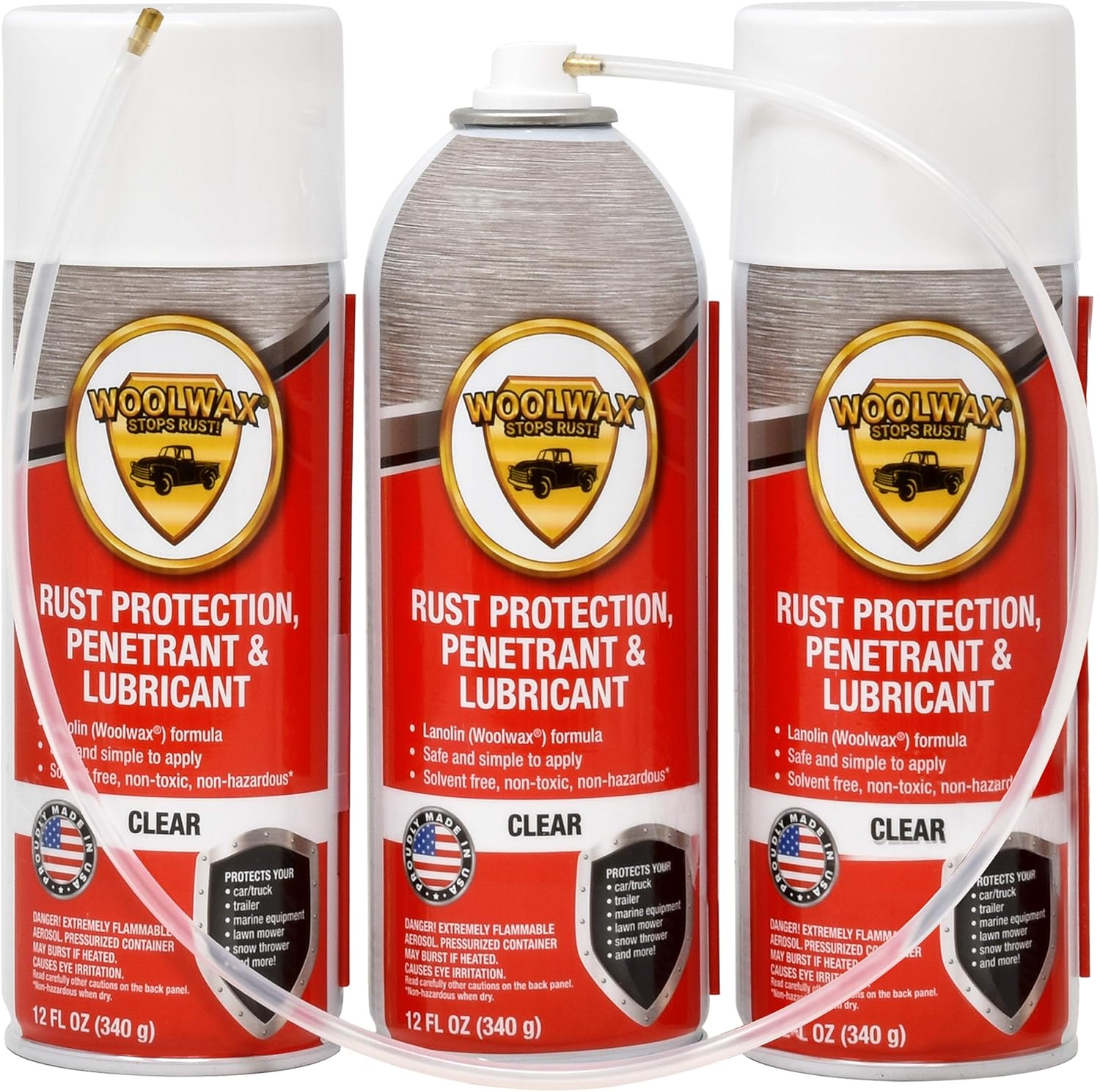woolwax 12 Oz Undercoating Protection Aerosol Spray Can 3 Pack, Rust Inhibitor and Prevention, Anti Corrosion Multi Purpose Penetrant and Lubricant, Spray Can Extension Wand Included Pack of 2