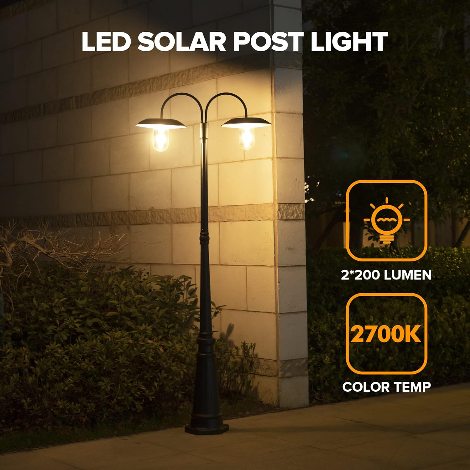 LUTEC Solar Lamp Post Light Outdoor, Dusk to Dawn Solar Post Light, Waterproof Vintage Street Light for Backyard, Garden, Patio, Pathway (Bulbs Included)