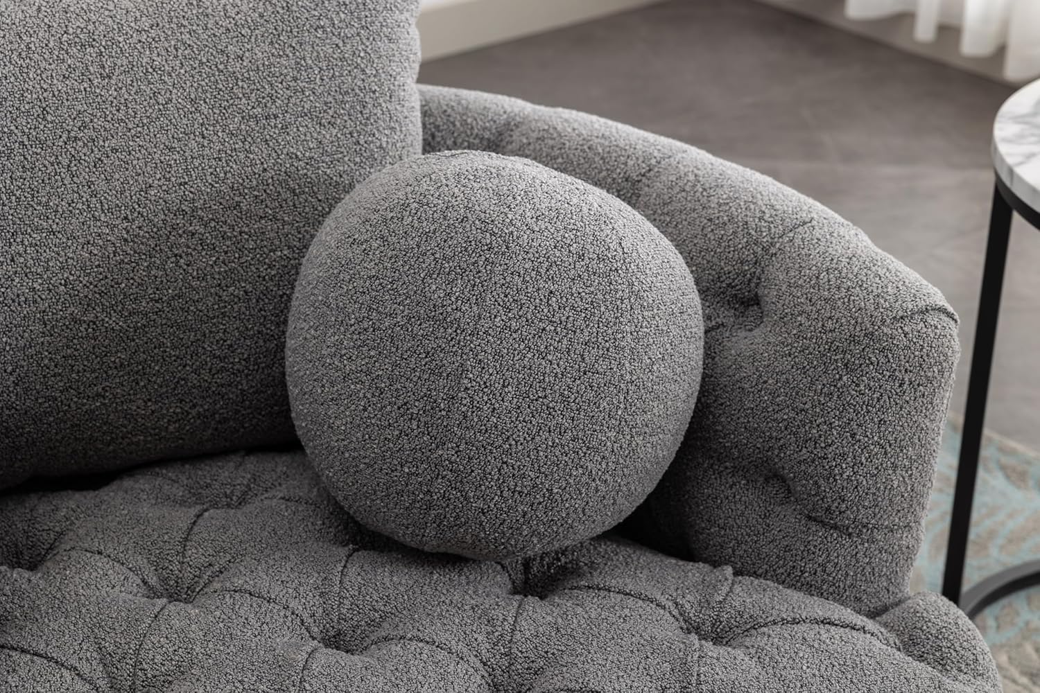 42.9" Oversized Swivel Accent Barrel Chair Chenille Tufted Upholstered Sofachair W/3 Pillows, Comfy Leisure Lounge Club Round Armchair Cozy Sofa & Chair for Home Apartment Office Hotel Living Room