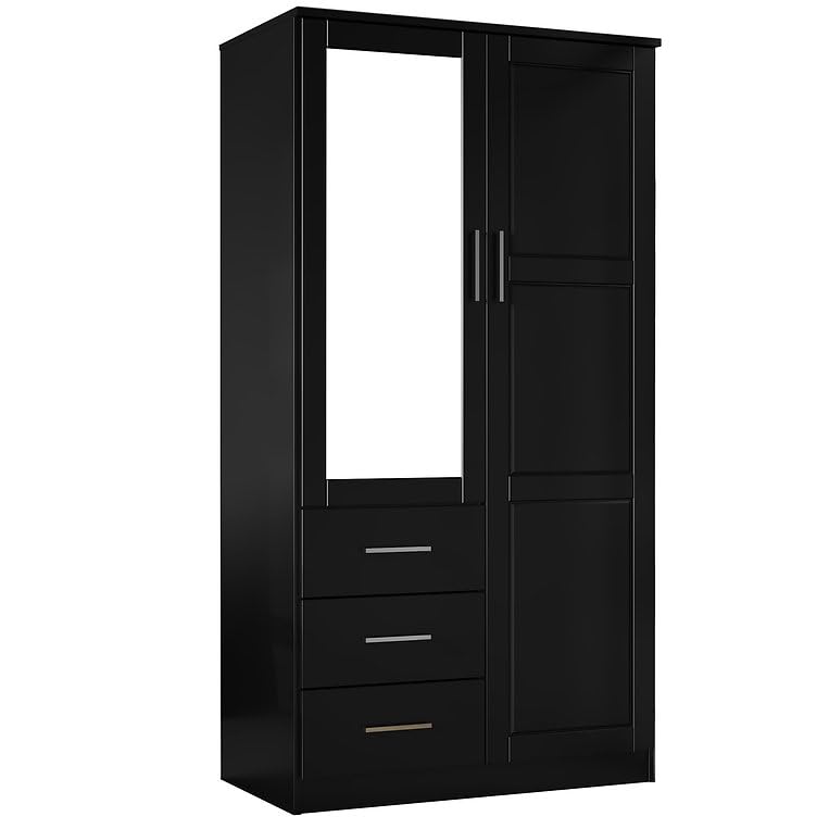 Palace Imports Metro 100% Solid Wood Wardrobe with Mirror, Mocha, 37.75" w x 72" h x 20.75" d
