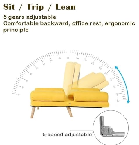 Modern 2 in 1 Chaise Lounge Chair with Ottoman, Versatile Accent Chair with 5 Adjustable Angles, Convertible Sleeper Chair for Living Room and Bedroom(Yellow)