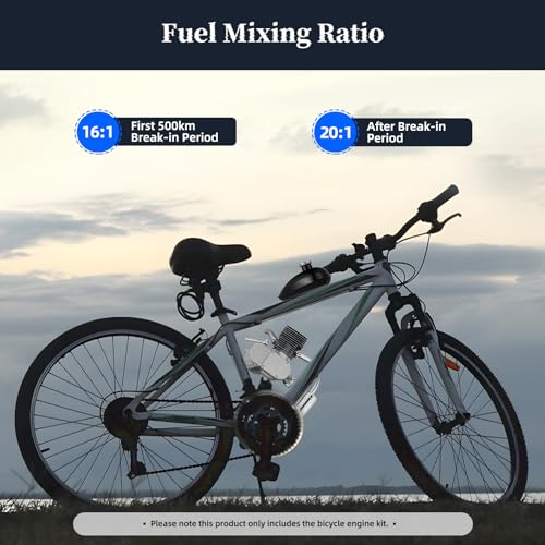 100cc Stroke Bicycle Petrol Gas Engine Kit Petrol Bicycle Motor Conversion Complete Suitable for 26-28" V-Frame Bicycles Super Fuel Efficient