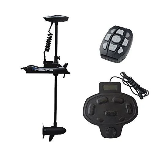 Haswing Cayman B 12V 55lbs Electric Trolling Motor Bow Mount Motor with Foot Control/Pedal (Black)