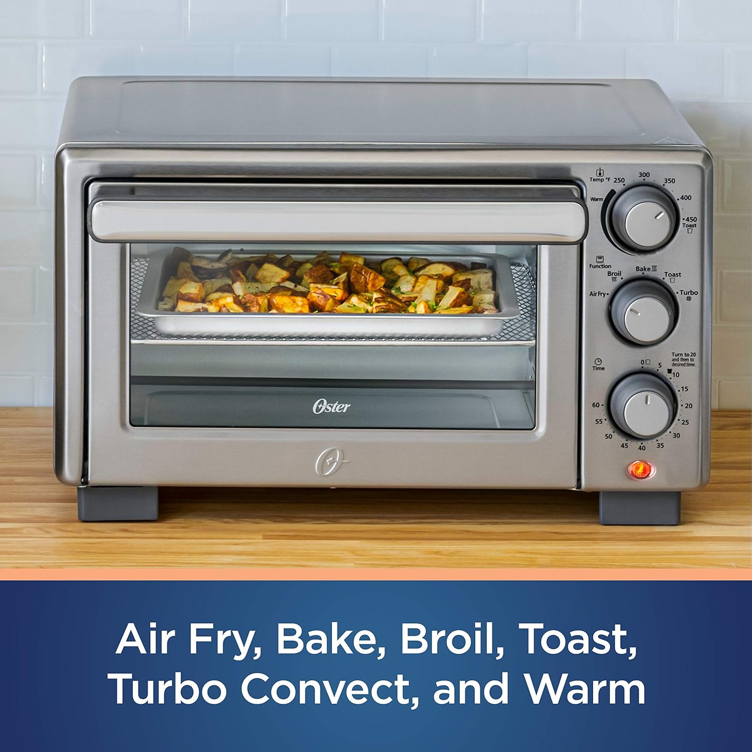Oster Compact Countertop Oven With Air Fryer, Stainless Steel Pack of 2