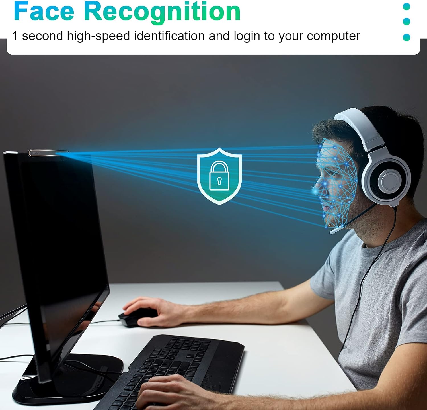 IPTNIC Webcam, Windows Hello Face Recognition Webcam for Instant Login with Windows 10,USB IR Camera with Privacy Cover,Dual Microphones,1080P Business Camera for Video Calling,Online Conference Pack of 2