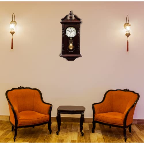 Grandfather Wall Clocks Battery Operated for Living Room Decor, Traditional Wood Wall Pendulum Clock with Westminster Chime, Makes A Great Housewarming Or Birthday Gift