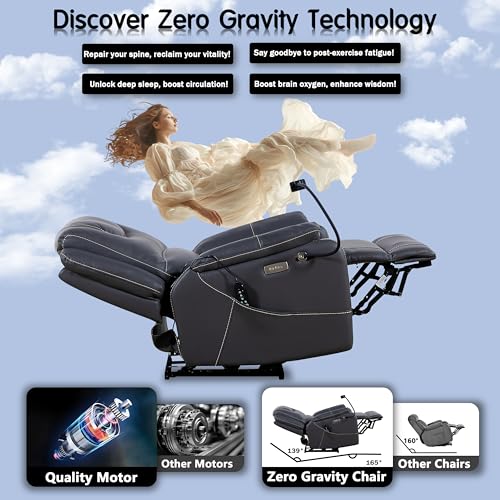 Power Zero Gravity Chair: Electric Recliner with Heat and Massage, Phone Holder for Living Room, Side Pockets, OKIN Motor, USB Port - Scratch Resistant Eco Leather Reddish Brown
