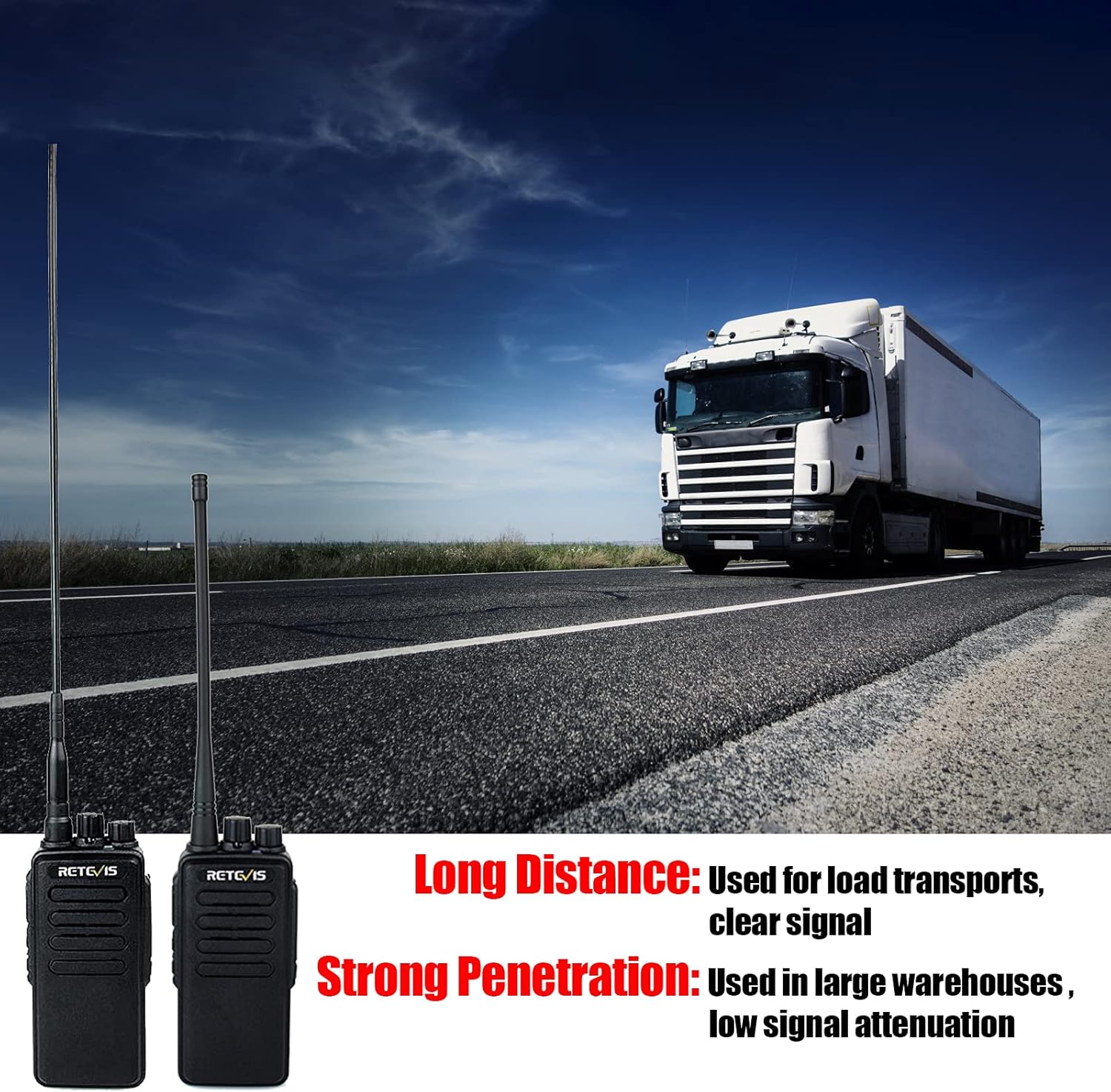 Retevis RT1 Walkie Talkies with Earpiece and Mic,Long Range Heavy Duty Two Way Radios,3000mAh Rechargeable 2 Way Radio for Truck,Warehouse(5 Pack)