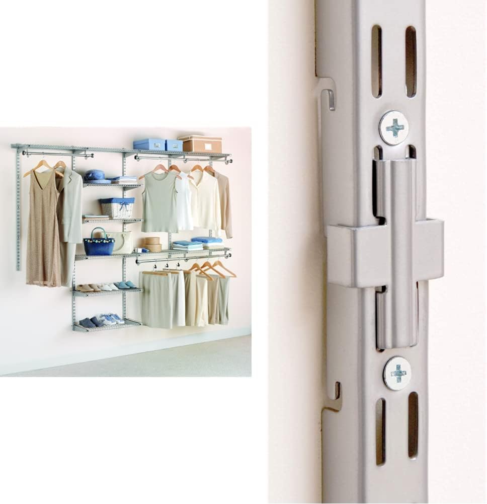 Rubbermaid Configurations Deluxe Closet Kit, Titanium, 4-8 Ft., Wire Shelving Kit with Expandable Shelving and Telescoping Rods, Custom Closet Organization  System, Easy Installation