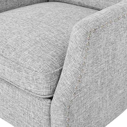 LUMISOL Upholstered Wingback Recliner Chair, Manual Push Back Recliner with Curved Arms, Single Reclining Sofa Chair with Wood Legs and Nailhead Trim for Nursery, Bedroom, Living Room (Light Grey)