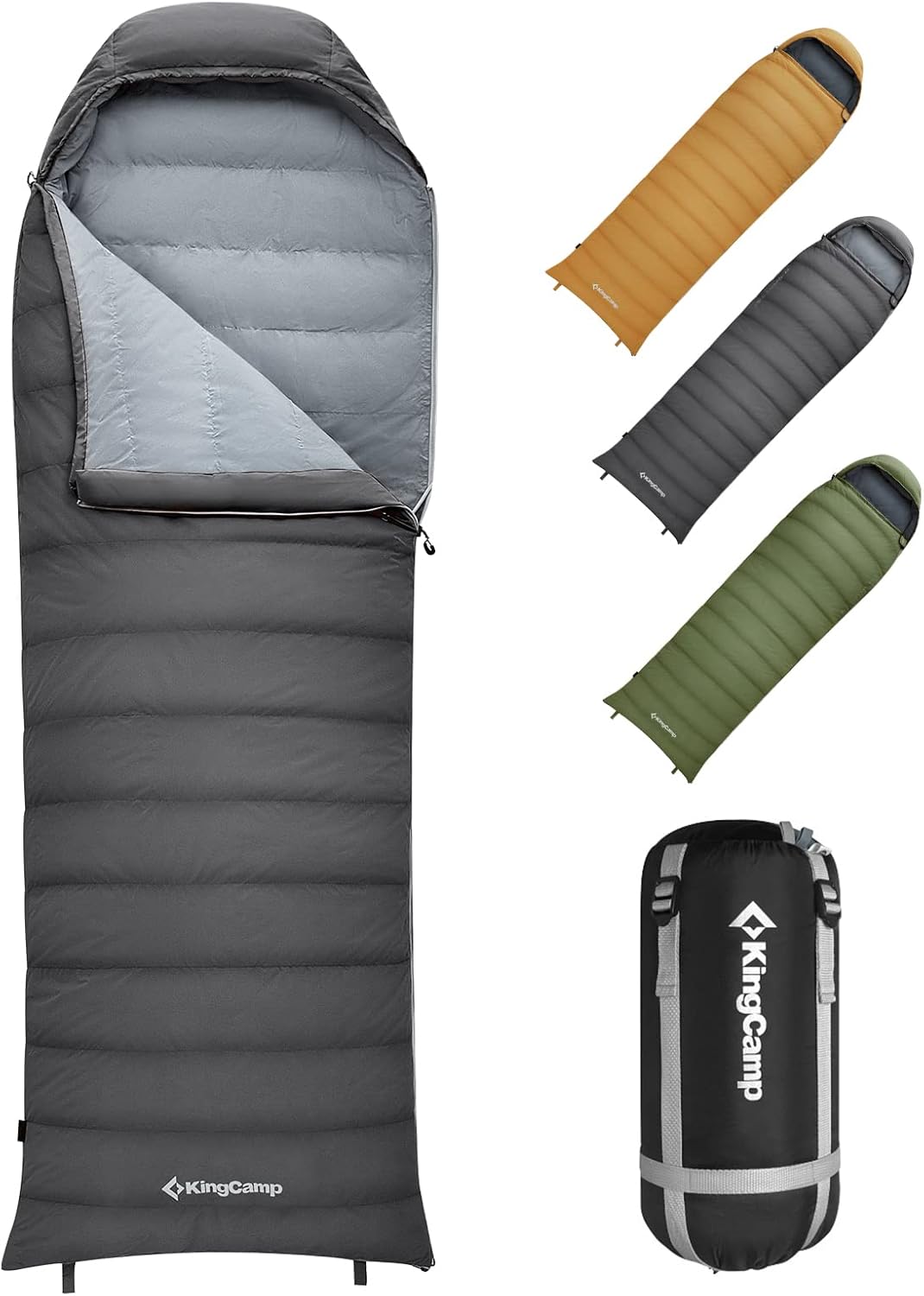 Kingcamp Down Sleeping Bag 650 Fill Power Ultralight Compact Portable 0 Degree Sleeping Bags for Adults Cold Weather Backpacking Camping Hiking Traveling with Compression Sack
