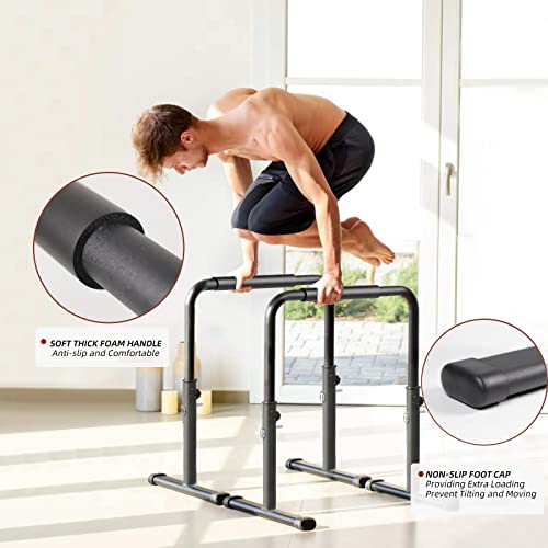 Adjustable Dip Bars for Home Gym Workout, Heavy Duty Dip Stands Strength Training Fitness Dip Station Calisthenics for Tricep Dips, L Sits