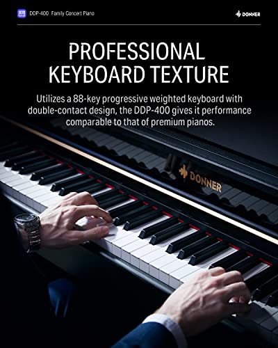 Donner DEP-20 Beginner Digital Piano 88 Key Full Size Weighted Keyboard, Portable Electric Piano with Furniture Stand, 3-Pedal Unit