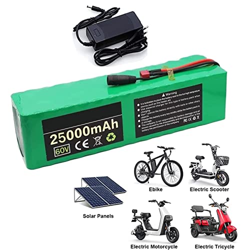 SEIN 60V 20Ah/25Ah E-Bike Battery 16S4P Electric Bike Lithium Battery Pack Built-in BMS for 200W- 1200W Electric Bicycle Motorcycle with Charger and Capacity Indicator,20AH