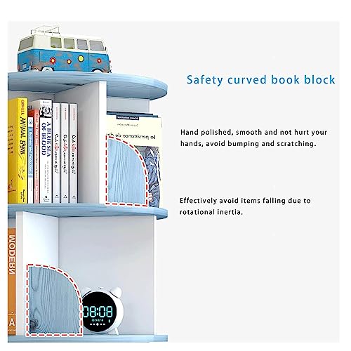 Flexible Bookcases 360° Rotating Bookshelf Wooden Standing Bookcase Corner Book Rack Space Saving Children's Picture Book Bookshelf Organizer Perfect Furniture (Brown 40 * 160cm)
