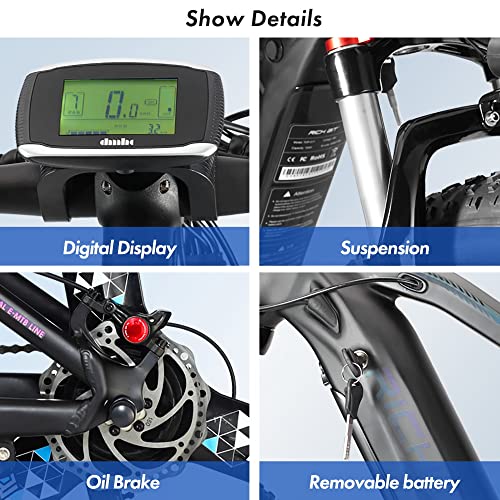 eECO-FLYING Electric Bikes for Adults,29inch Fat Tire electric mountain bicycle,500w 48v hidden in The frame Removable Battery E Bike