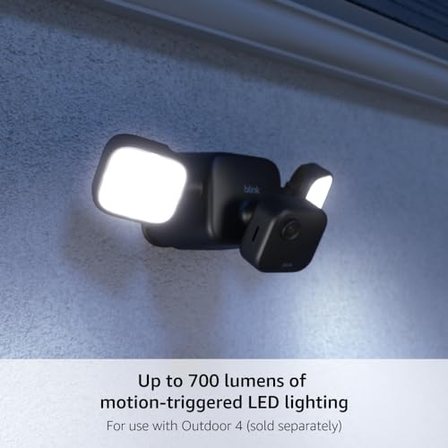 Blink Outdoor 4 Floodlight Camera (newest model), Wire-free smart security camera, 700 lumens, two-year battery life, HD live view, enhanced motion detection, Works with Alexa- 1 camera system