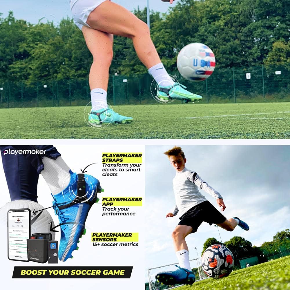 Playermaker Smart Soccer Activity Tracker - Wearable Soccer Training Foot Sensor Equipment for Analyzing Physical and Technical Data - Outdoor and Indoor Use - iOS and Android Compatible