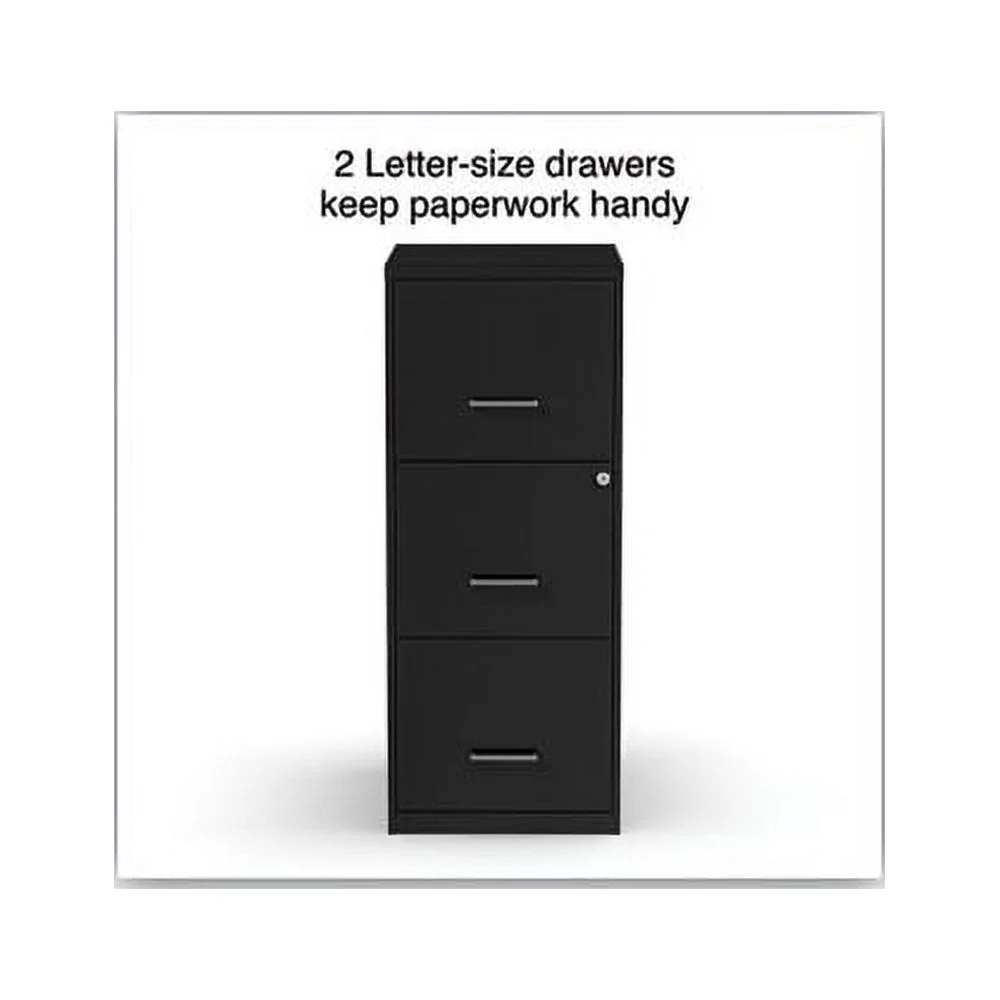 Soho Vertical File Cabinet 3 Drawers: File/File/File, Letter, Black, 14" x 18" x 34.9"