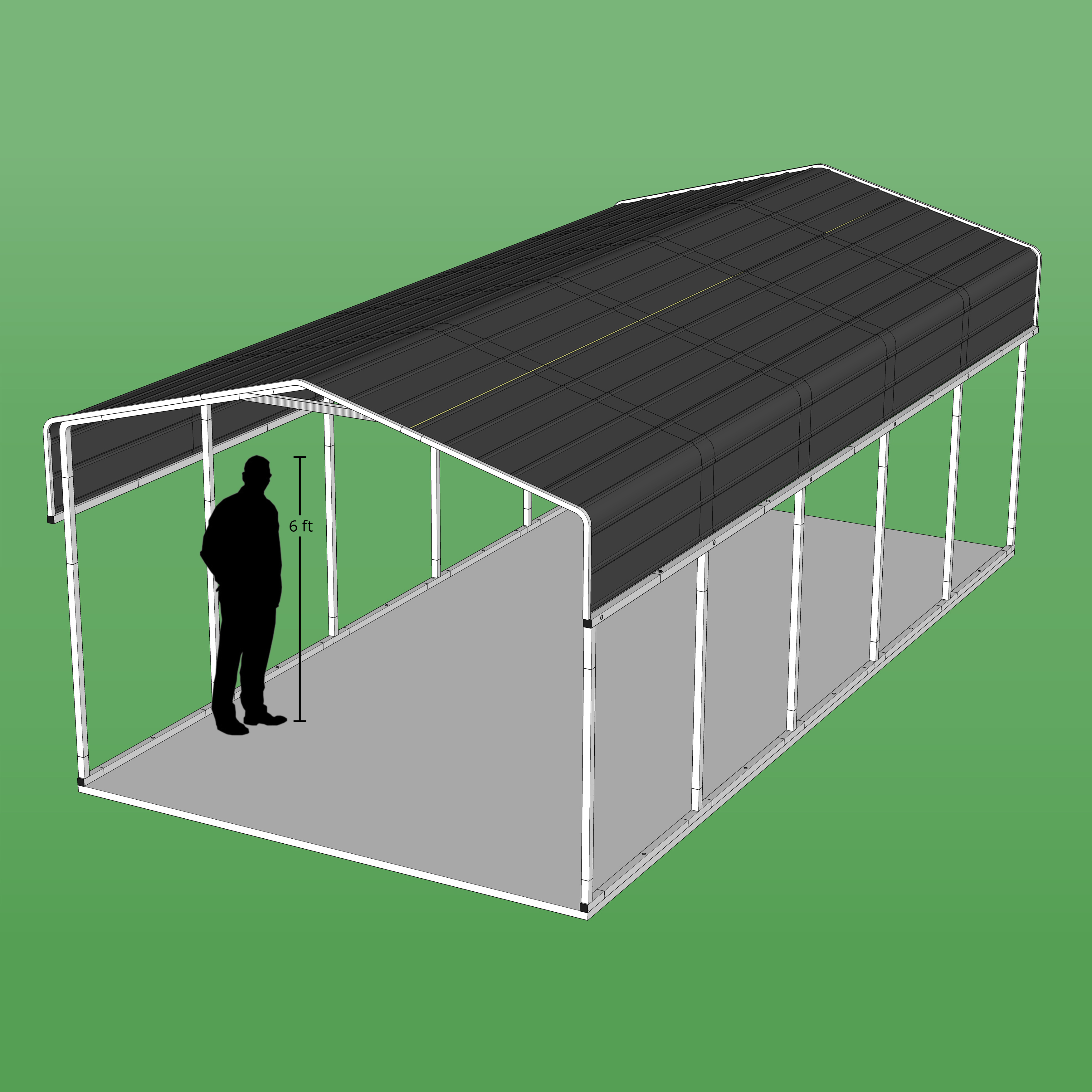 ALEKO CPM12X23BK Galvanized Steel Carport and Canopy Shelter - 12 x 23 Feet - Black