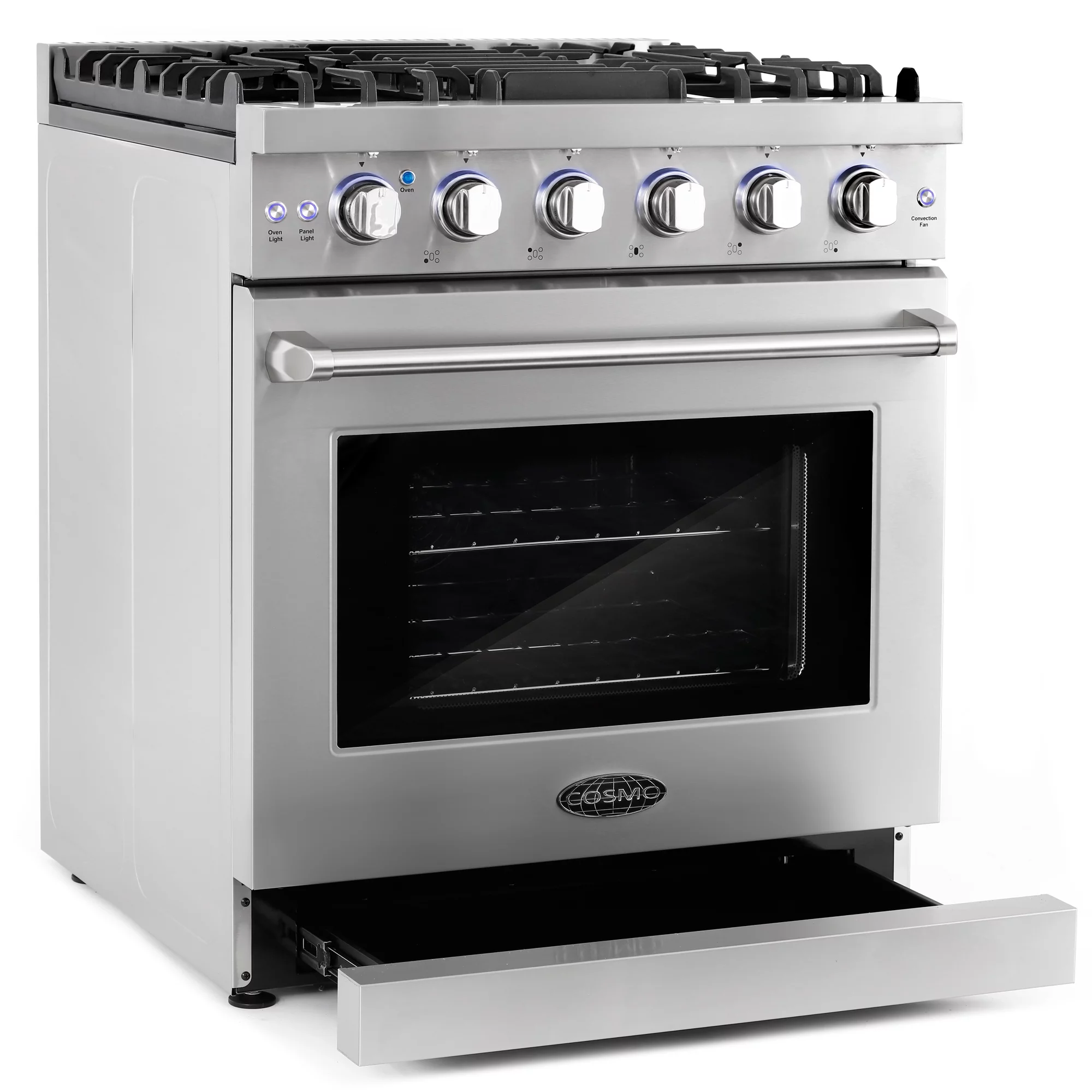 Cosmo 2 Piece Kitchen Appliance Package with 30" Free Standing Gas Range Kitchen Stove & French Door Refrigerator Kitchen Appliance Bundles