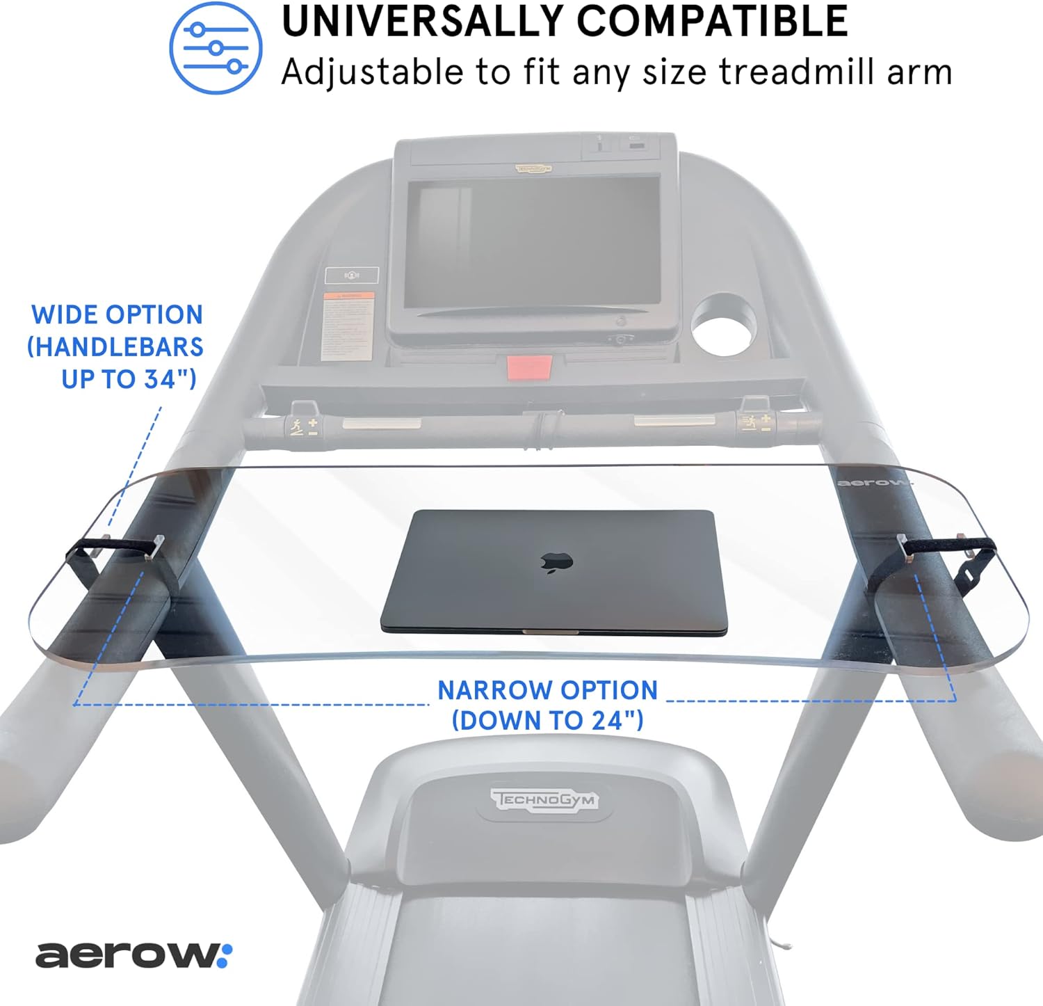 Aerow Treadmill Desk Attachment - Clear Laptop Stand for Treadmill - Fits All Treadmill Widths Pack of 2