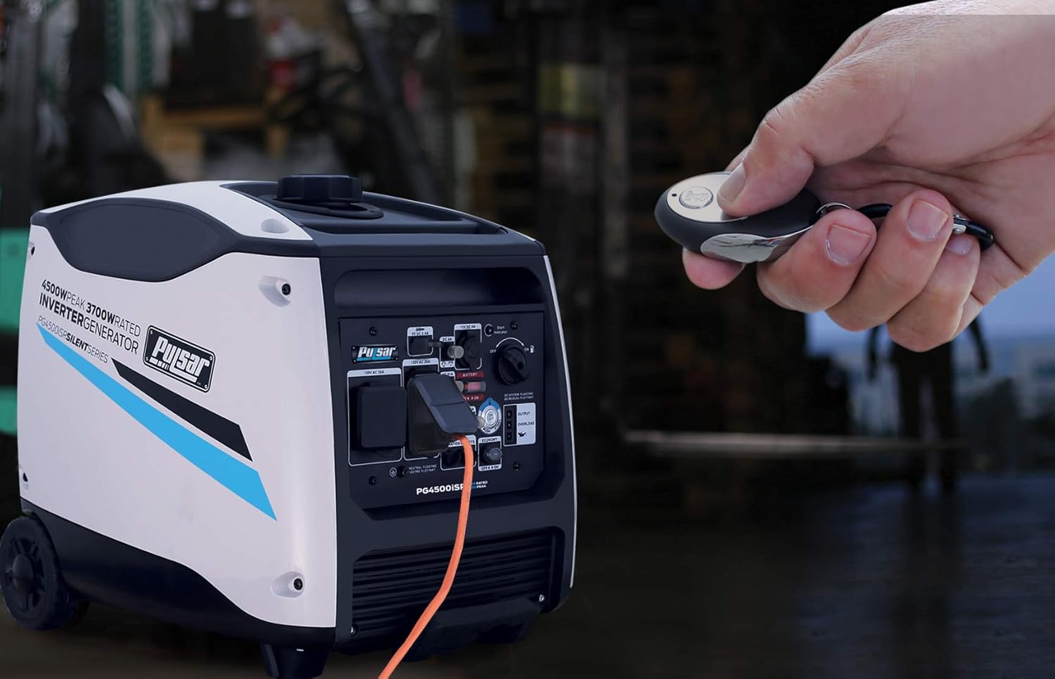Pulsar 4500W, Portable Quiet Remote Start & Parallel Capability , CARB Compliant Inverter Backup Generator, PG4500iSR, White, RV ready
