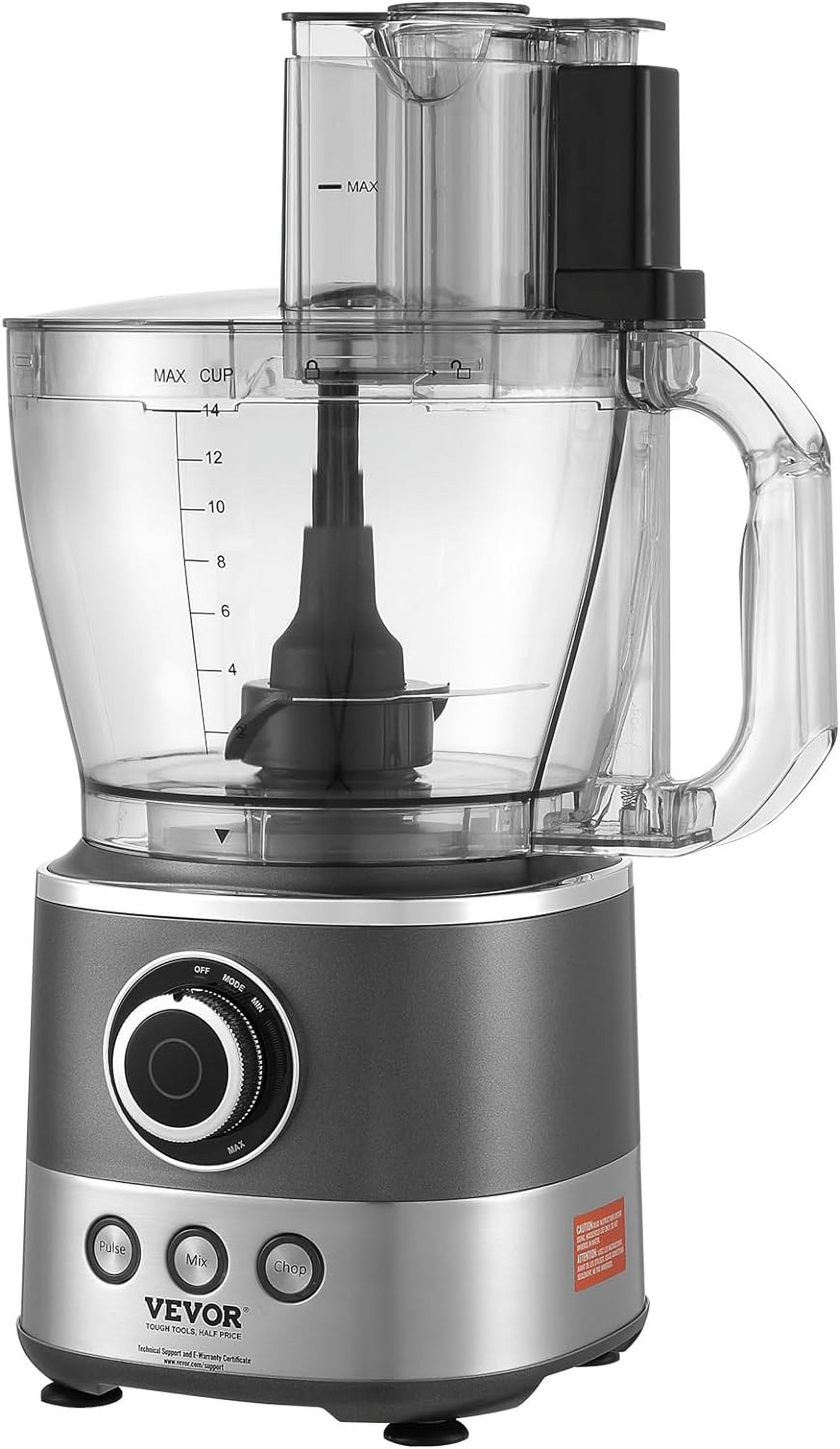 Vevor  650W 14-Cup Vegetable Chopper 2-Speed Stainless Steel Blade Electric Food Processor, Gray