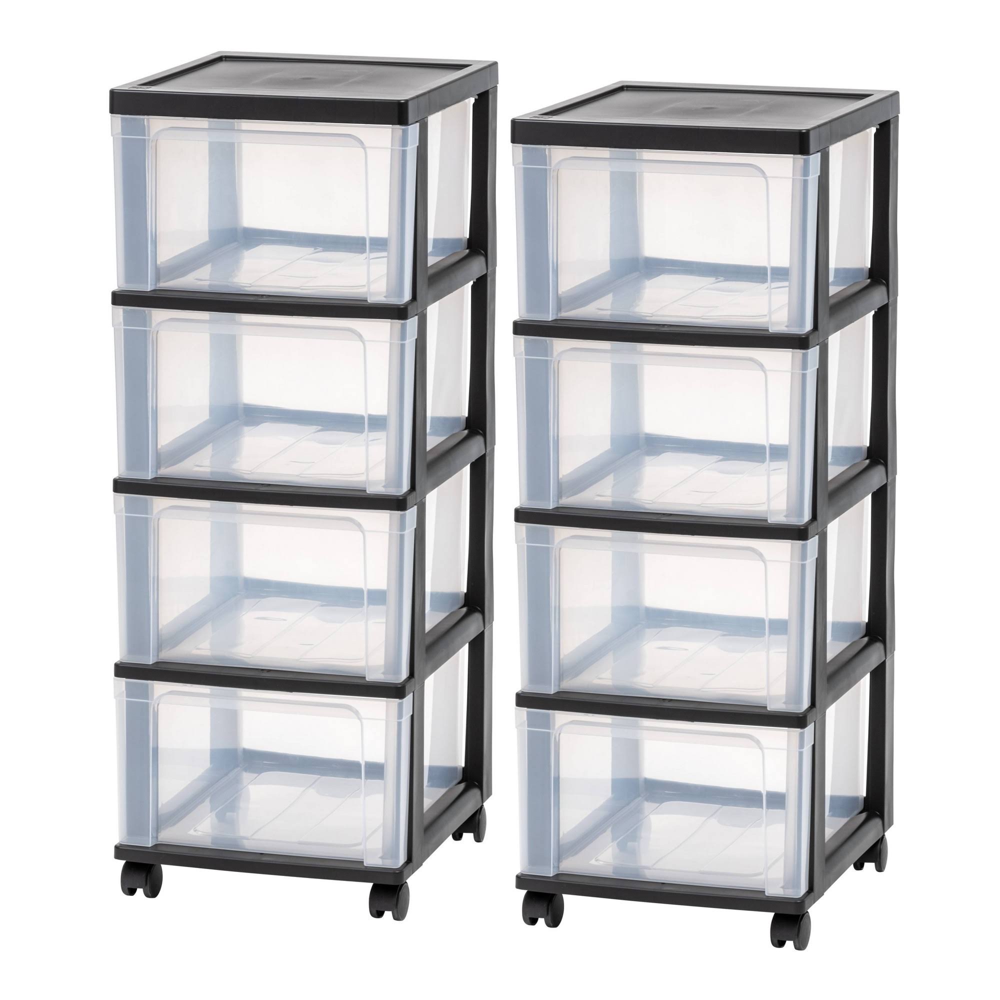 Iris 4-Drawer Narrow Cart, 2 Pack, Black | 575002
