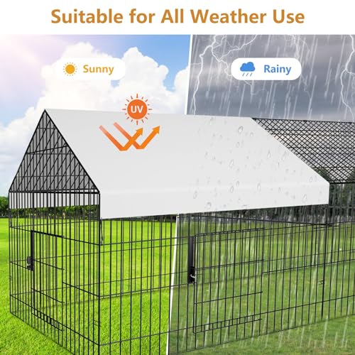 Metal Chicken Coop 87"×40" with Cover Chicken Run Pen for Yard Outdoor Large Portable Chicken Playpen Enclosure Rabbit Small Animal Dog Poultry Cat Cage Duck Hen (130" L x 40" W x 40" H)