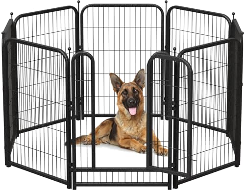 Metal Dog Playpen, 40 Inch Height 16 Panels, Large Dog Fence for Large/Medium/Small Dogs Indoor & Outdoor Bliss, Perfect Dog Pen for Camping, Yard, and RV | Black-Silver