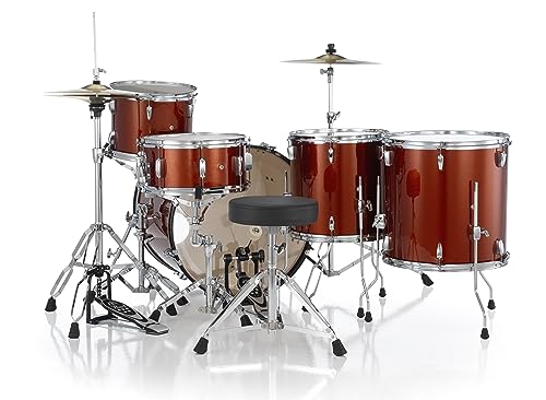 Pearl Roadshow Drum Set 4-Piece Complete Kit with Cymbals and Stands, Charcoal Metallic (RS584C/C706)