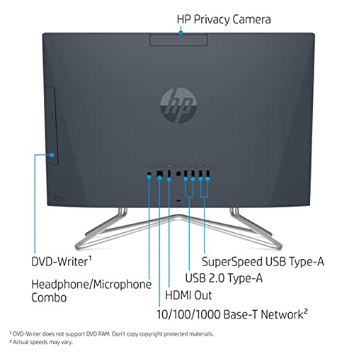 HP 2022 Newest AIO Desktop, 21.5" FHD Display, Intel Celeron G5905T Processor, 12GB RAM, 256GB PCIe SSD, Webcam, DVD-RW, Wi-Fi, HDMI, Bluetooth, Wired KB and Mouse, Windows 11 Home, Blue