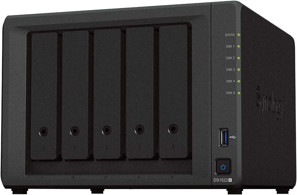 Synology 5-Bay DiskStation DS1522+ (Diskless),Black & WRX560 - Dual-Band Wi-Fi 6 Router, 2.5Gbps Ethernet, VLAN Segmentation, Multiple SSIDs