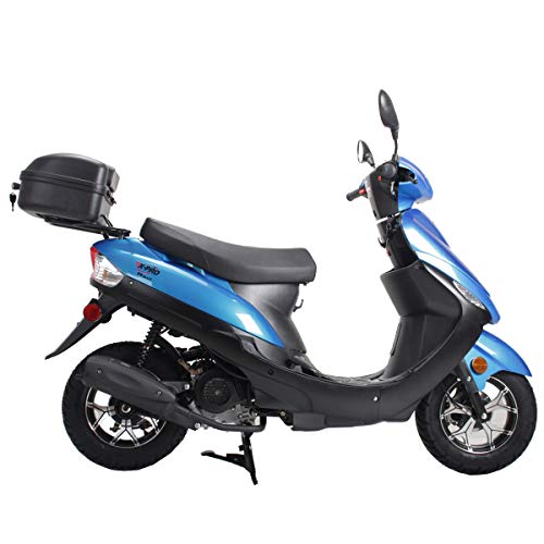 X-PRO 50cc Adult Moped Gas Moped Motorcycle 50cc with 10" Aluminum Wheels, Electric/Kick Start! (Black, Factory Package)