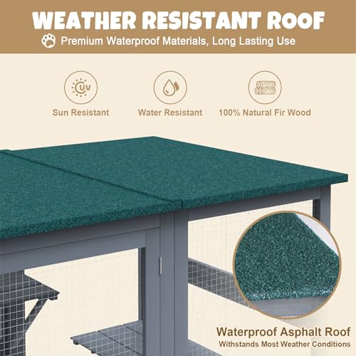 Catio Outdoor Cat Enclosure Large Walk in Cat Cage, Outdoor/Indoor Cat Catio for Multiple Cats with Waterproof Roof, 5 Platforms, 2 Resting Box, Cat Scratching Post, 71.2"L x 34.6"W x 66.5"H